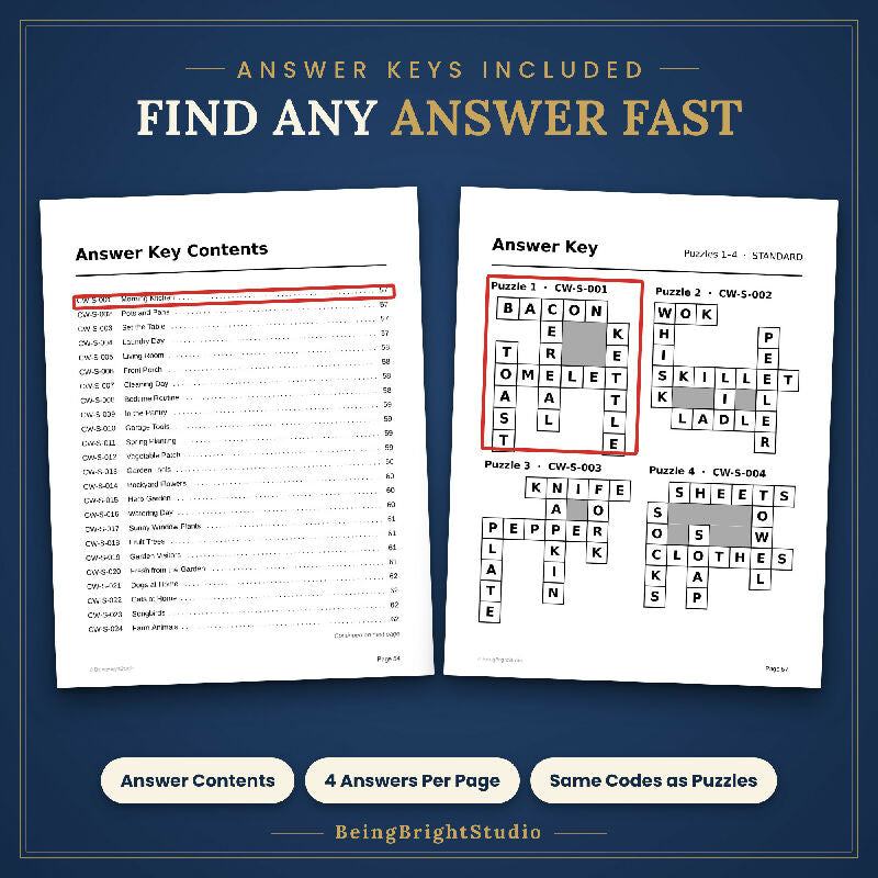 Large Print Crossword Puzzles for Seniors, 50 Printable Everyday Themes, Activity Director Handouts, Letter A4