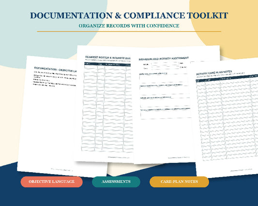 Nursing Home Activity Documentation Toolkit: Compliance Forms, Care Plan Notes (Digital Download)