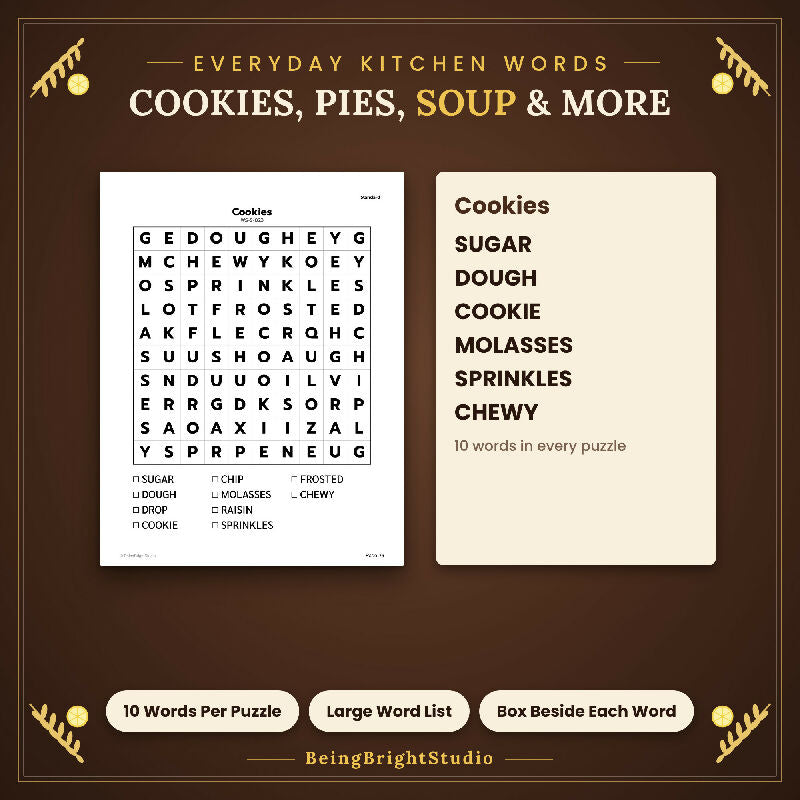 Kitchen Crossword Puzzles for Seniors, Large Print, 50 Home Cooking Crosswords, Group Activity