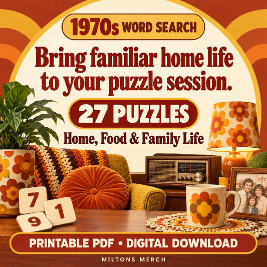 1970s Word Search — Home, Food & Family Life | 27 Large Print Nostalgia Puzzles, PDF