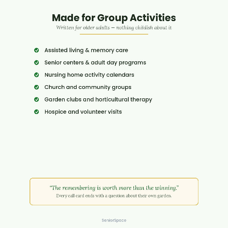 Gardening Bingo for Seniors, 25 Printable Cards, Call Cards with Clues, Memory Care Activity, Nursing Home, Instant Download