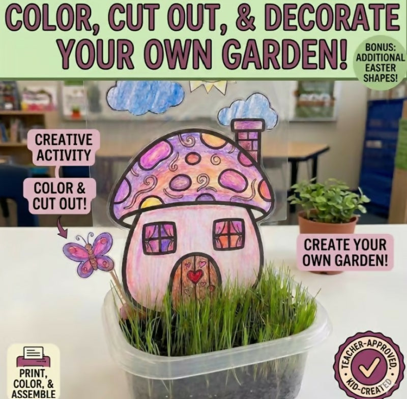 Garden Craft Activity | Color, Cut & Paste Printable for Kids