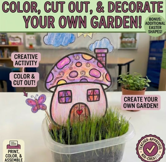 Garden Craft Activity | Color, Cut & Paste Printable for Kids