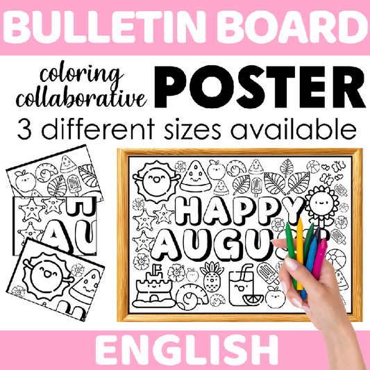 Collaborative Coloring Poster for Seniors August Themed| Printable Group Art Activity in 3 Sizes for Senior Living and Elderly Adults
