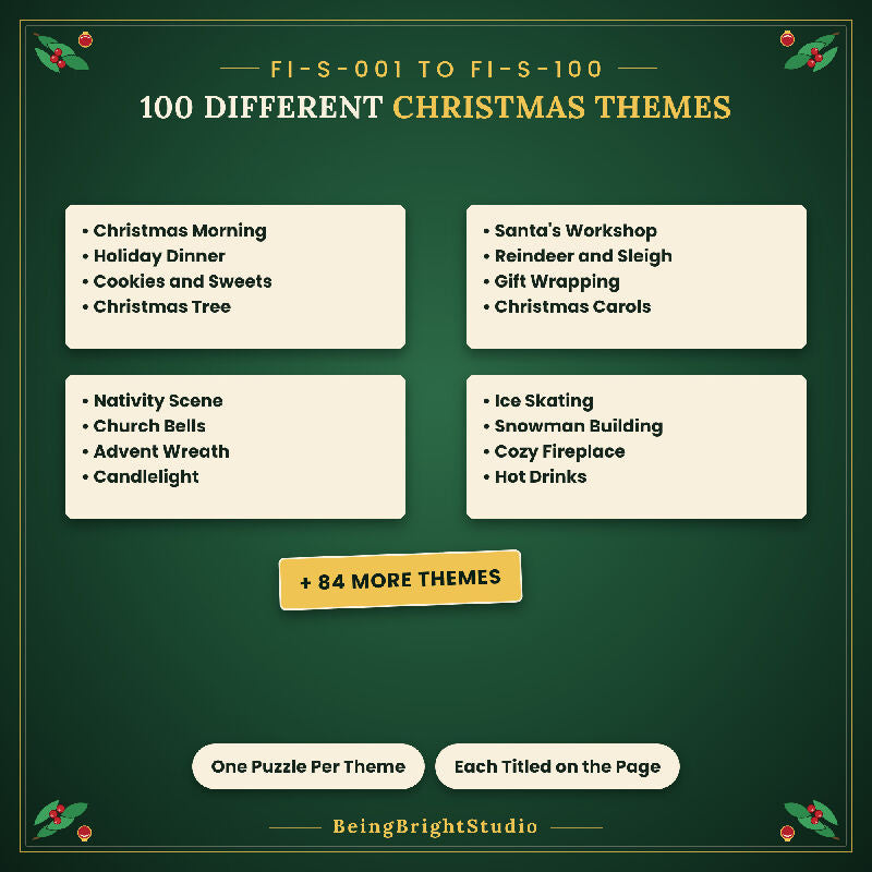 Extra Large Print Christmas Word Fill In for Seniors, 100 Printable Puzzles, Bonus Planner