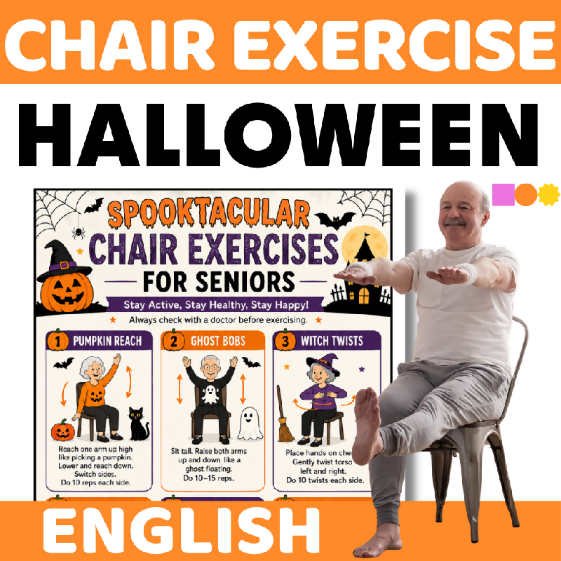 Printable Halloween Chair Exercise Routine for Seniors | Gentle Seated Workout for Home Care and Assisted Living