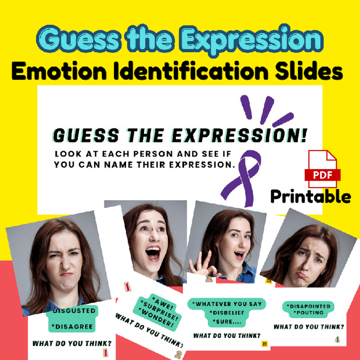 Emotion Identification Cards Printable | Facial Expression Game for Dementia, Aphasia, Speech Therapy | Senior Activity Director Resource PDF