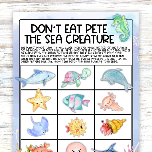 Don't Eat Pete Classic Easy Candy Game, Ocean Themed Activity - Includes Bonus Pin the Fish Game on the Anemone Like Tail on Donkey - Party Game