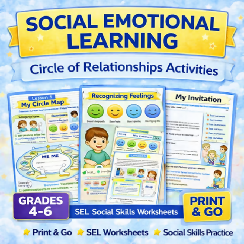 SEL Feelings & Relationships Activities Bundle | Social Skills Circle Map