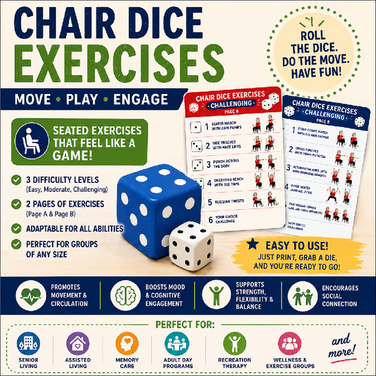 Chair Dice Exercise - Easy - Moderate - Challenging