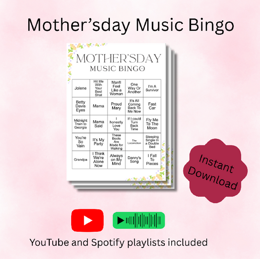 Mother's Day Music bingo game comes with youtube and spotify playlist