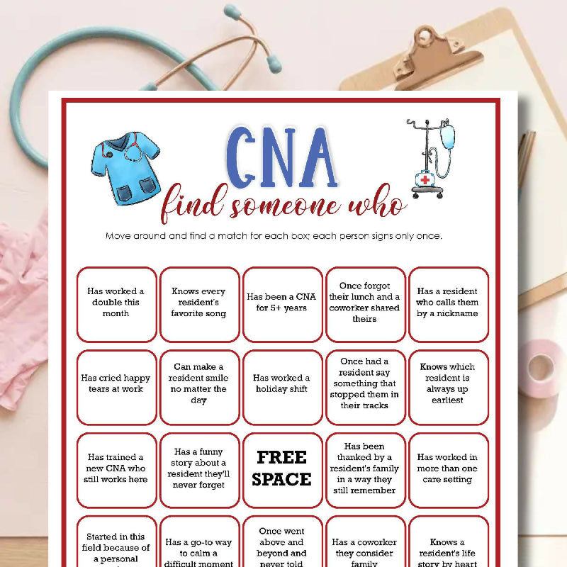 CNA Find Someone Who Game - Mix and Mingle Human Bingo for Nurses Aides