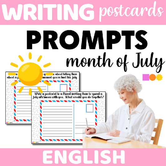 Writing Postcards Prompts Month of July Theme