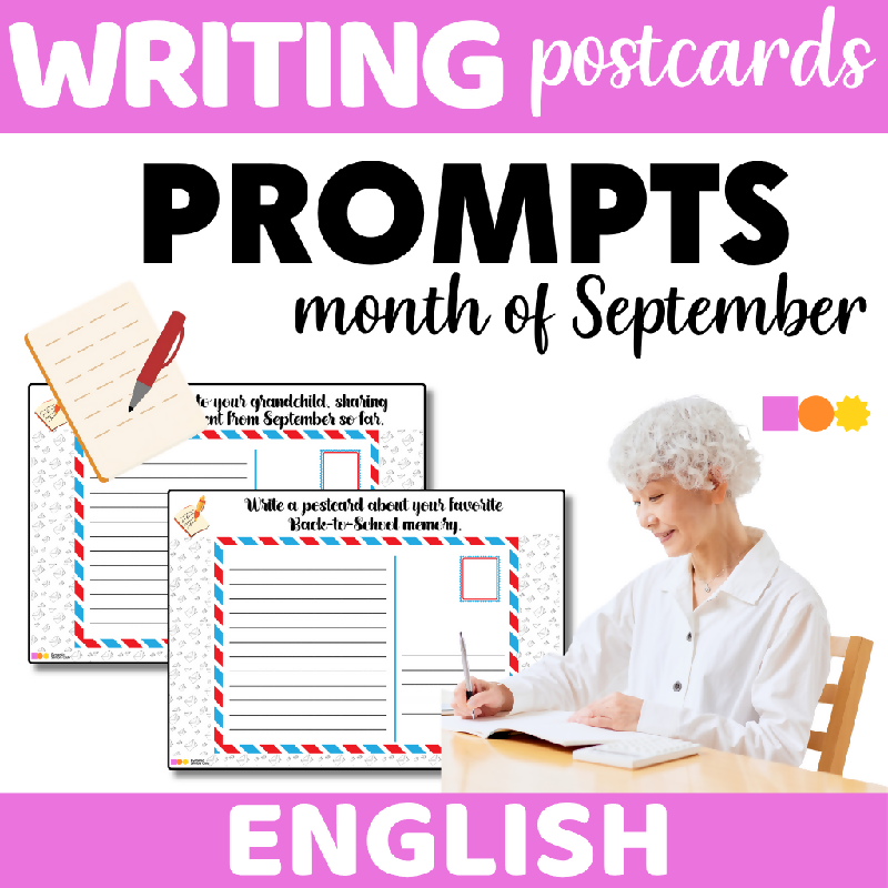 September Postcard Writing Prompts for Seniors | Printable Creative Writing Activity for Elderly Adults and Senior Living - Reminiscence and Writing for Elderly Adults