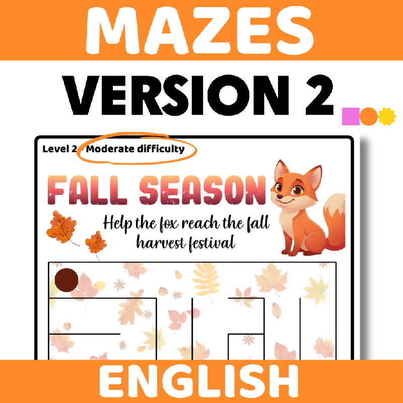 Fall Season Mazes for Seniors & Memory Care | Easy, Medium & Hard Cognitive Stimulation Activity | Visual Tracking, Problem-Solving & Cognitive Stimulation Autumn-Themed Maze