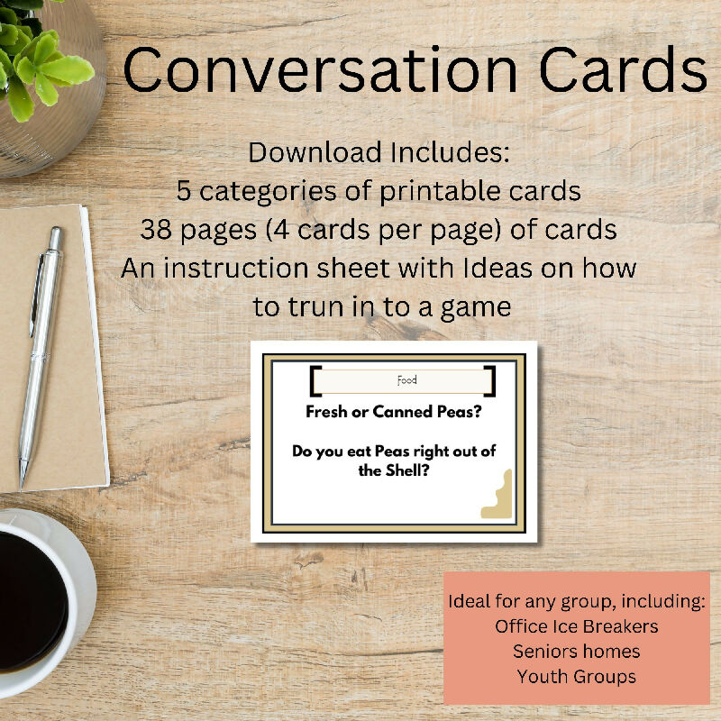 conversation card game perfect for therapy, icebreakers, activity directors or recreation therapy groups