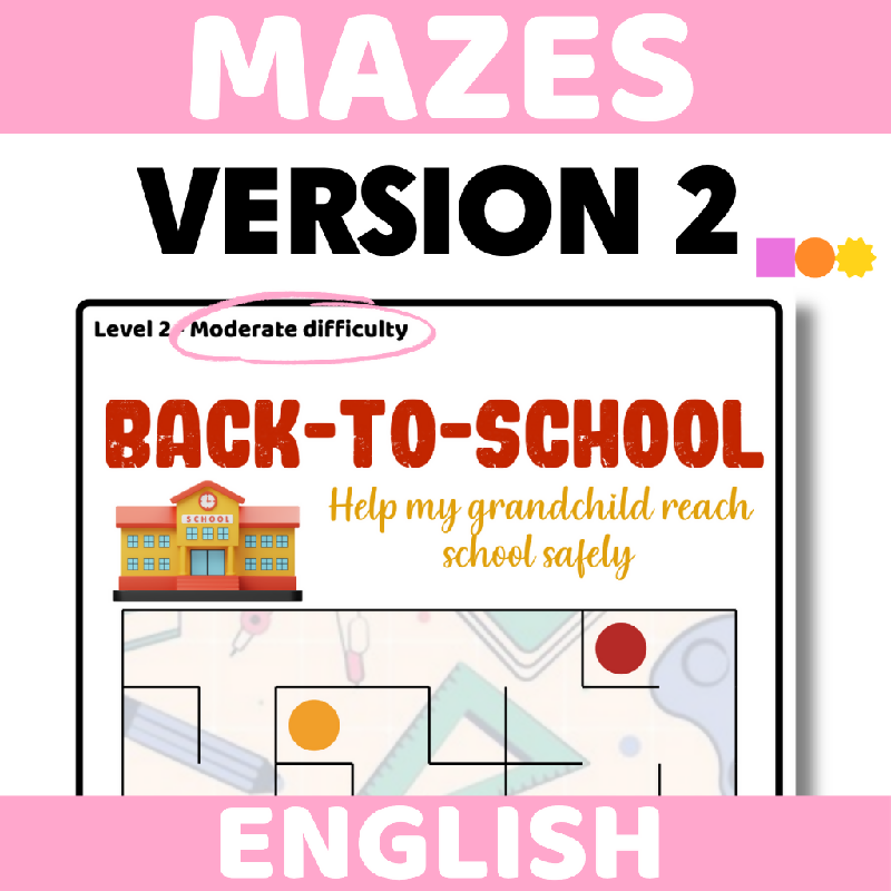 Back to School Mazes for Seniors & Memory Care | Easy, Medium & Hard Cognitive Stimulation Activity | Visual Tracking, Problem-Solving & Cognitive Stimulation