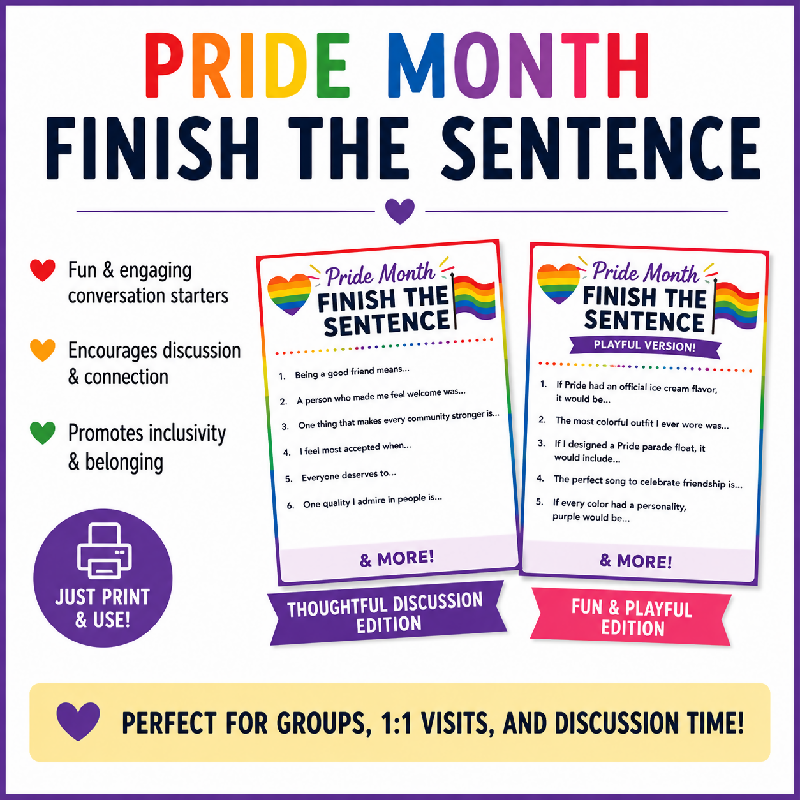 Pride Month Finish the Sentence Worksheets