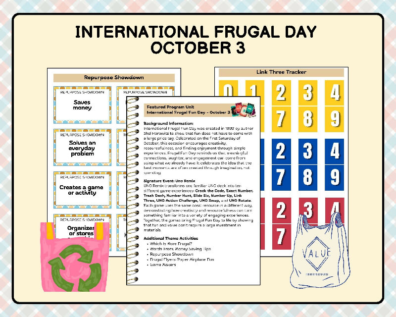 October Activity Plans for Seniors, Done-for-You, International Frugal Fun Day, National Dictionary Day & National Nut Day Engagement Activities for Senior Living