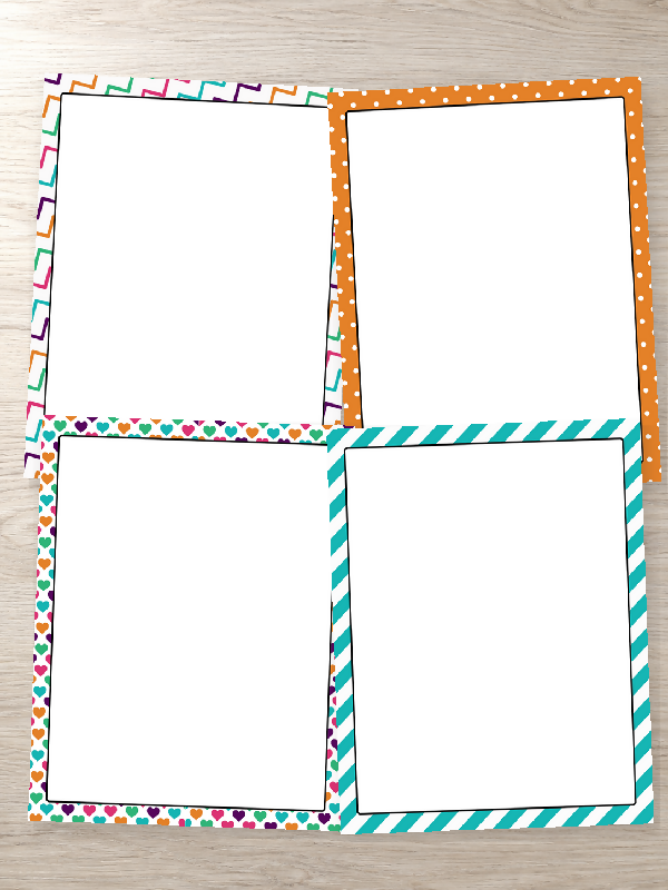 Printable Stationary for Writing Activities, Letter Writing/ Penpal's or Crafts, Borders, Lined Pages, and Lined 1/4 Page Cards, Desk Notes, Rainbow Border Bundle