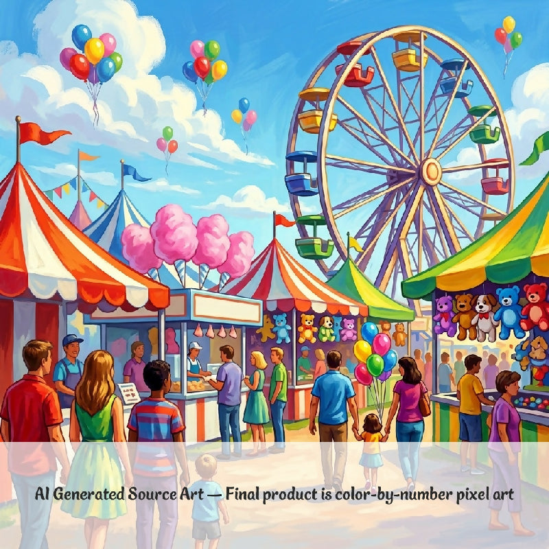 County Fair Summer Collaborative Color by Number | Giant Group Activity Poster | Seasonal Activity | Watercolor Style
