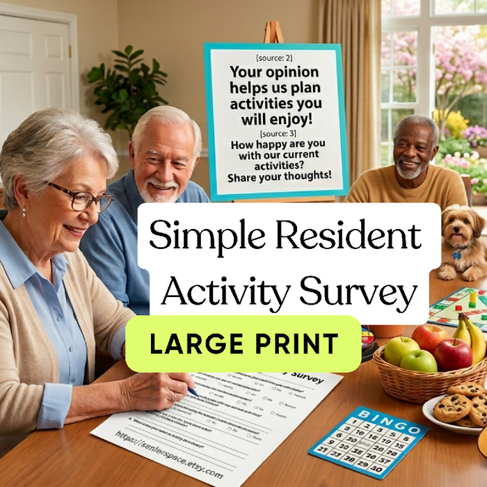 Resident Activity Survey Printable | Activity Director Resources | Nursing Home Forms | Senior Living Printable | Assisted Living Survey