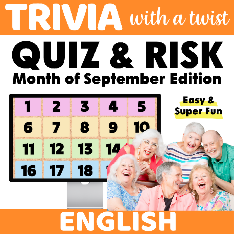 Quiz and Risk September Edition | Cognitive Stimulation End of Summer Trivia Activity for Older Adults & Senior Groups