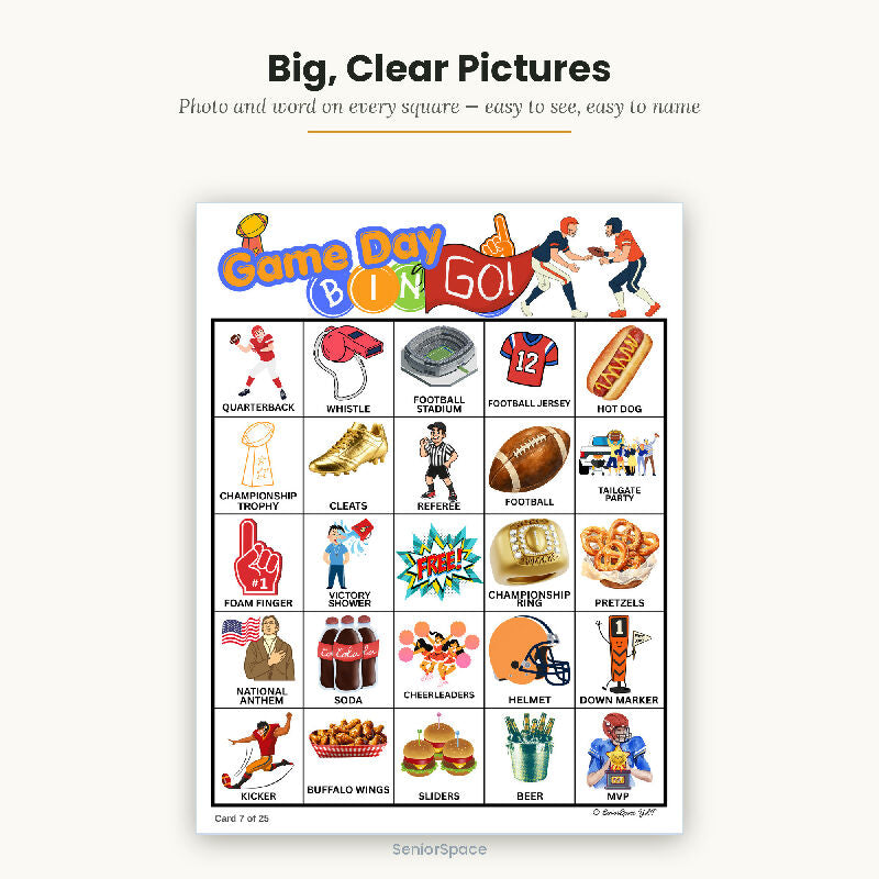 Football Bingo, Game Day Big Game Party, 25 Printable Cards, Call Cards with Clues, Reminisce Questions, Instant Download