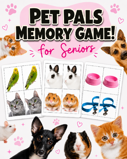 Pet Pals Memory Matching Game for Seniors