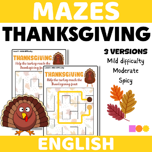 Thanksgiving Mazes for Seniors & Memory Care | Easy, Medium & Hard Cognitive Stimulation Activity | Visual Tracking, Problem-Solving & Cognitive Stimulation November-Themed