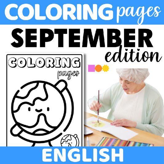 September-Themed Coloring Pages for Seniors | Printable Relaxation Activity for Elderly Adults and Senior Living - Seasonal Art Therapy Activity for Assisted Living and Senior Centers - Creative Activity for Cognitive Engagement and Fine Motor Skills