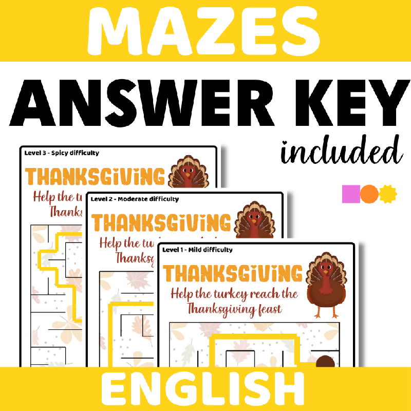 Thanksgiving Mazes for Seniors & Memory Care | Easy, Medium & Hard Cognitive Stimulation Activity | Visual Tracking, Problem-Solving & Cognitive Stimulation November-Themed