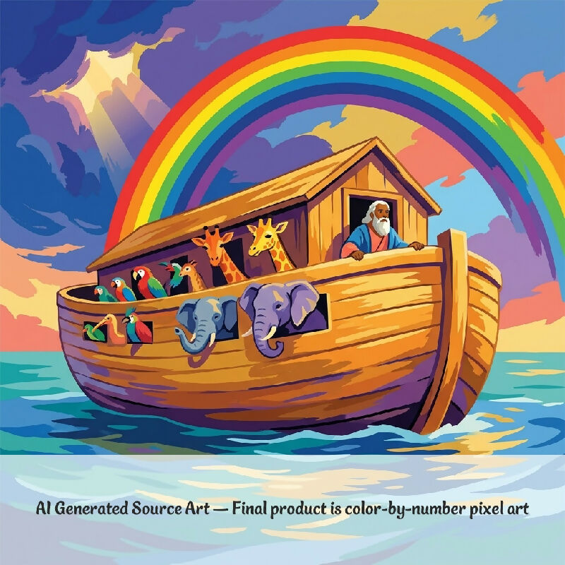 Noah's Ark Collaborative Color by Number | Giant Group Activity Poster | Biblical Art | Watercolor Style