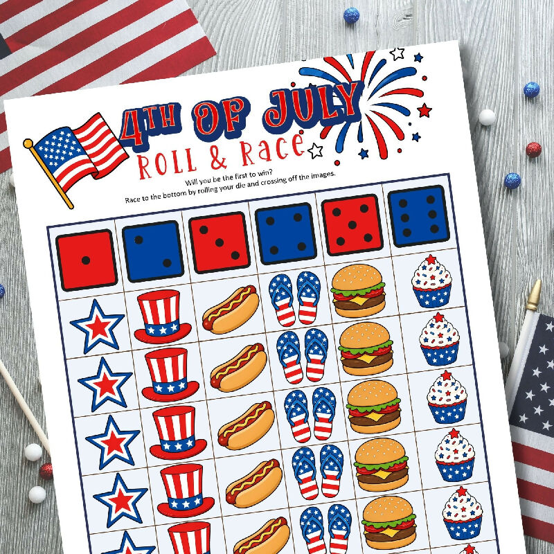 4th of July Roll & Race - Patriotic Dice Game