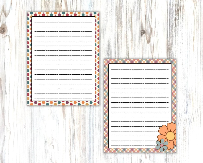 Autumn Stationary Set Printables, 5 Pages Fall Theme Lined Letter Writing, Gratitude Journal Activity, To-Do List or Notes