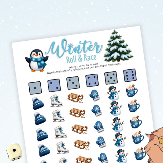 Easy Low Prep Winter Dice Game for Seniors by Pretty Cute Press