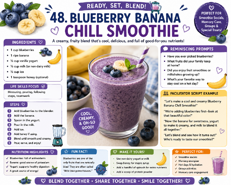 Ready, Set, Blend! 🥤🍓 The Ultimate Smoothie Experience for Memory Care Engagement 50 Hands On, Step by Step Recipes And Scripted Activities That Spark Energy, Conversation & Connection