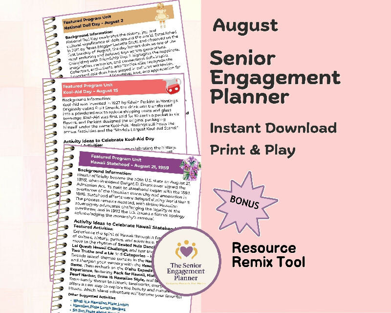 August Activity Plans for Seniors