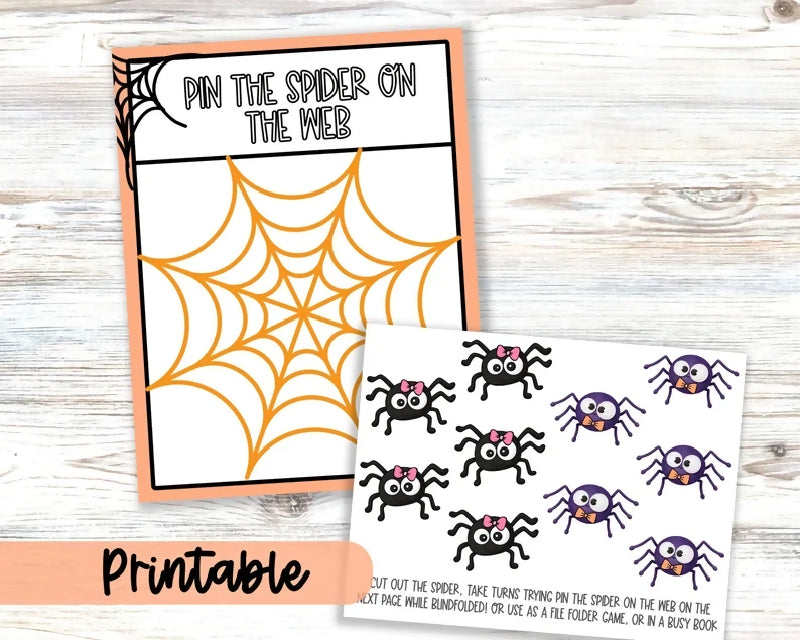 Halloween Tic Tac Toe Candy Theme Game, Pin the Spider on the Web (Pin the Tail Game) Easy Halloween Activities