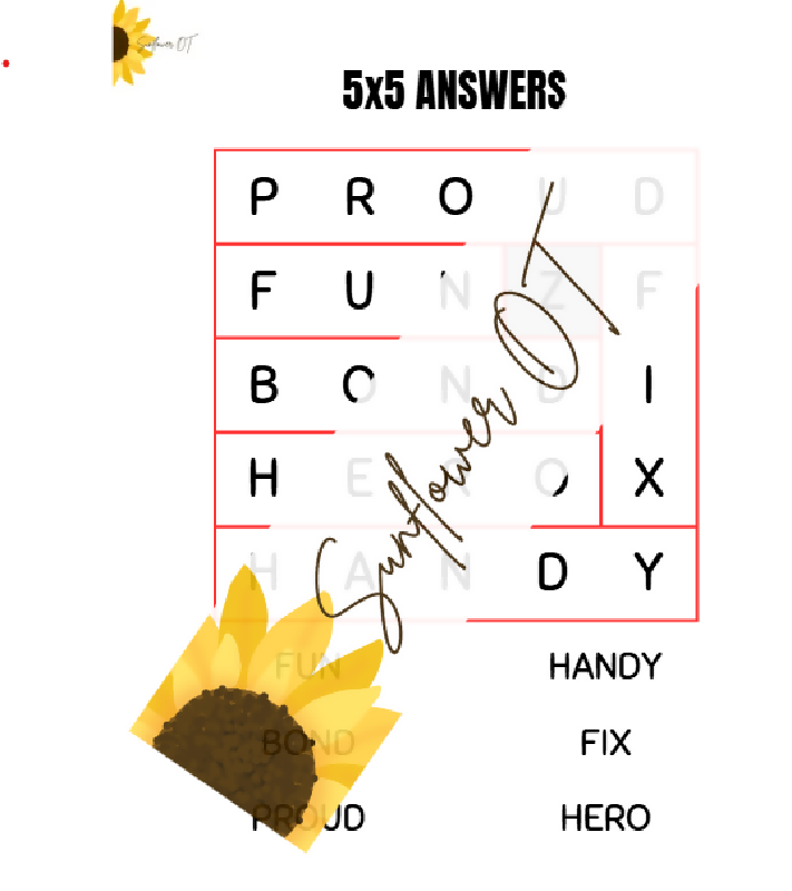 5x5 Answers Father's Day Word Search Promo