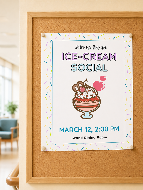 Activity Notification Flyer, Ice Cream Social Family Invitation, Editable Canva Template