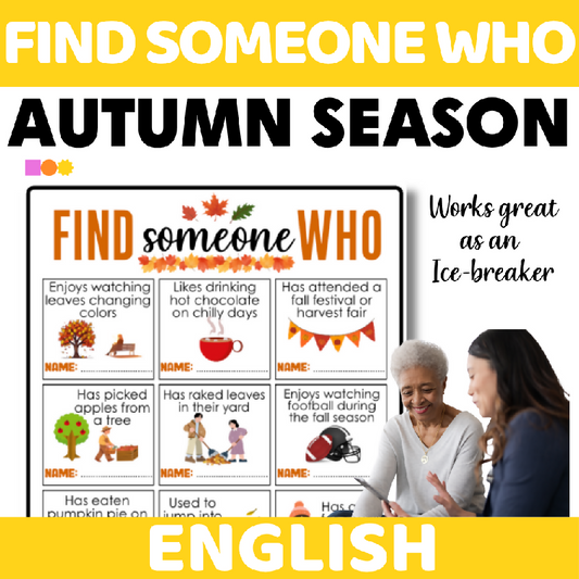 Find Someone Who Activity for Seniors - October-Themed Icebreaker Game for Senior Living and Group Activities - Fun Group Activity for Cognitive Stimulation and Social Connection Fall / Autumn