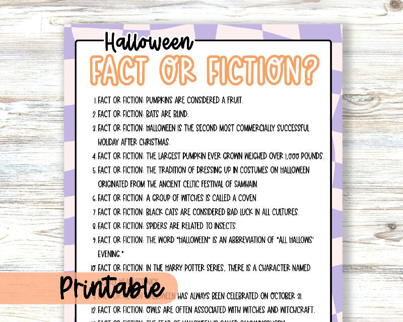 Halloween Word Games: Fact or Fiction, This or That, Fill in the Blank Story Game, Fun Facts, Trivia