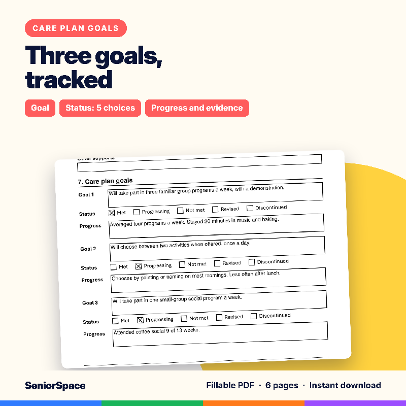 Quarterly Activity Progress Note Template, Fillable PDF for Activity Directors, Nursing Home Activity Documentation Form