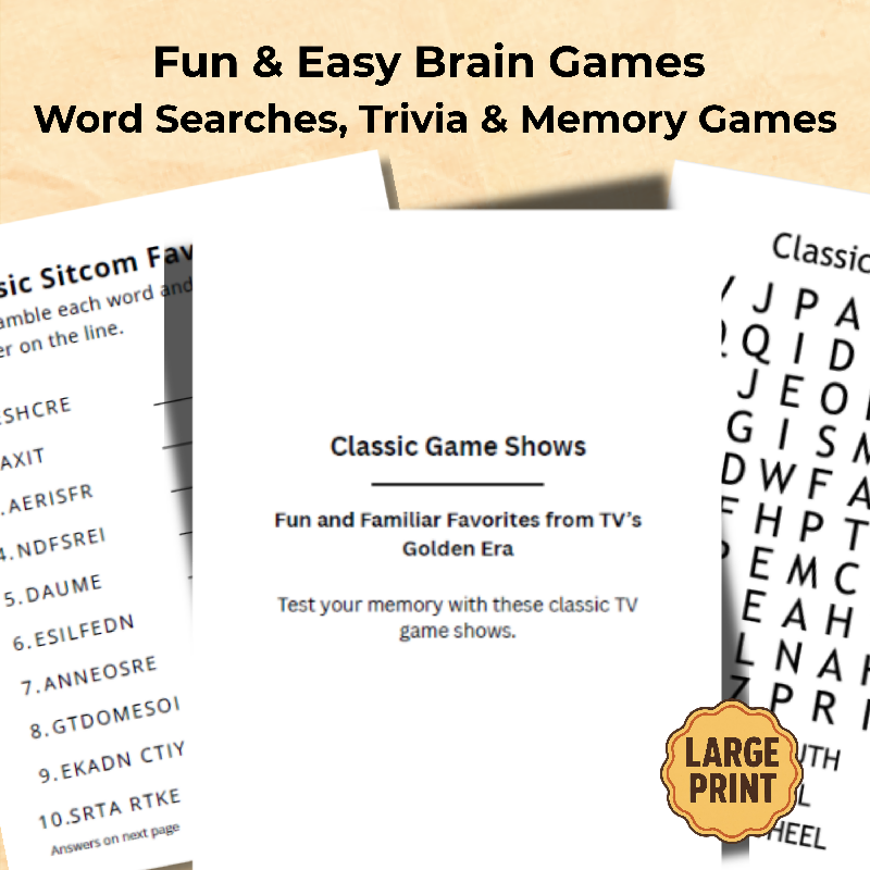 Brain Games for Seniors: Activity Book with Puzzles, Word Searches and More