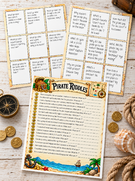 Pirate Riddles, Jokes & Would You Rather Questions, Group Games for Parties or Recreation Activities
