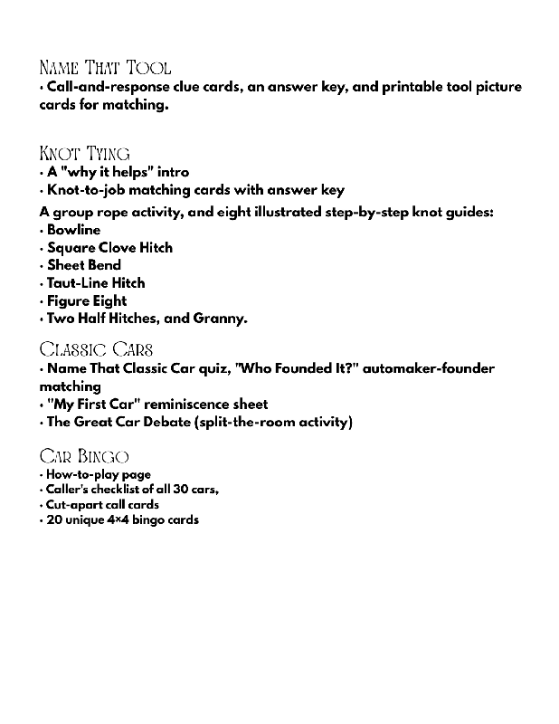 Senior Men's Activity Bundle | Printable Memory Care & Assisted Living Games | Activity Director Resource | Men’s Group Activities