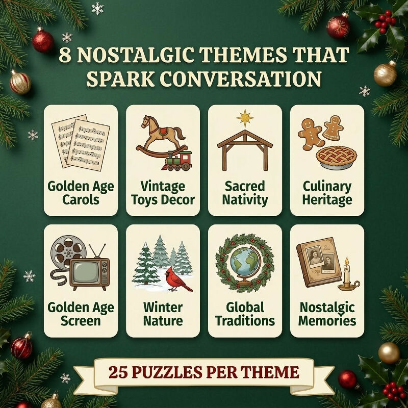 200 Large Print Christmas Crosswords for Seniors – Group Activity Set
