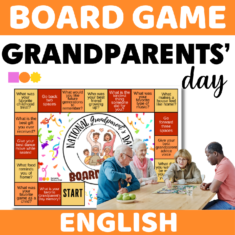Grandparents Day Conversation Board Game for Seniors | Discussion Questions for Memory Care & Social Engagement | Icebreaker Activity for Older Adults
