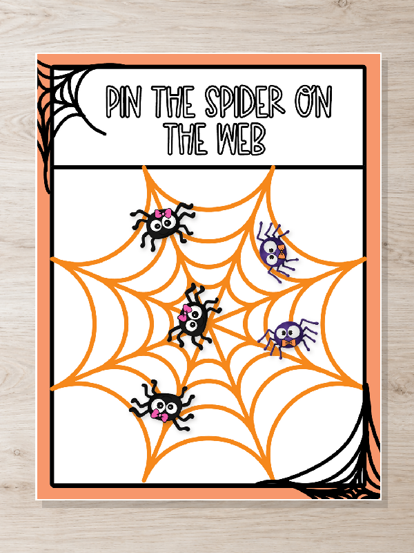 Halloween Tic Tac Toe Candy Theme Game, Pin the Spider on the Web (Pin the Tail Game) Easy Halloween Activities